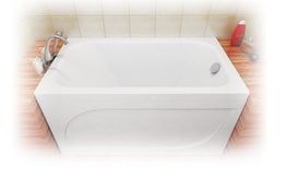 Ванна акриловая «Стандарт 120» прямоугольная вид ванны в интерьере