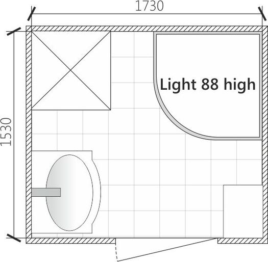 Размер кабины в квадратной ванной комнате