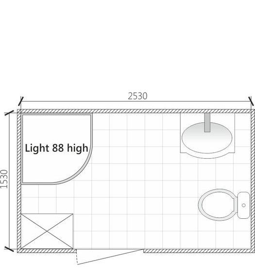 Размер кабины в прямоугольной ванной комнате