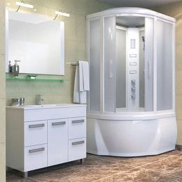 Душевая кабина «Сириус» левая в интерьере ванной комнаты