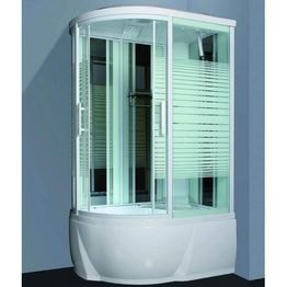 Душевая кабина «Сириус» правая с матовым стеклом в интерьере ванной комнаты