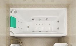 Ванна акриловая «Чарли 150» прямоугольная вид ванны в интерьере