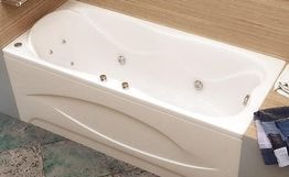 Ванна акриловая «Эмма 150» прямоугольная вид ванны в интерьере