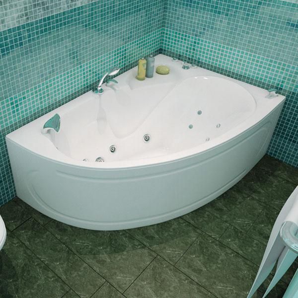 Ванна акриловая «Изабель 170» гидромассажная левая вид ванны в интерьере