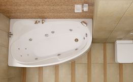 Ванна акриловая «Кайли 150» левая вид ванны в интерьере