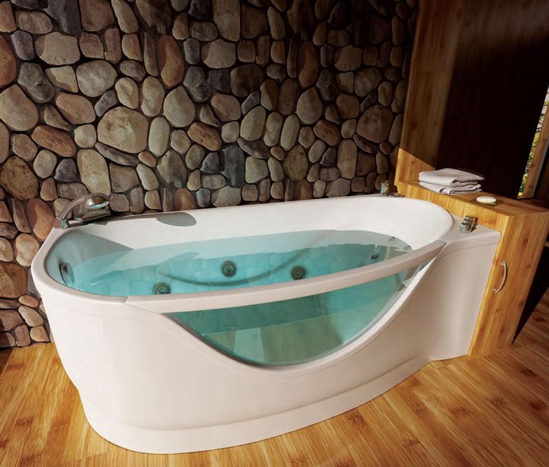 Ванна акриловая «Милена 170» гидромассажная левая вид ванны в интерьере