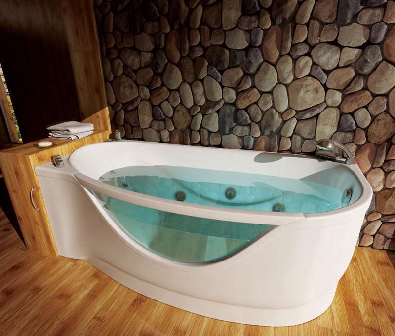 Ванна акриловая «Милена 170» гидромассажная правая вид ванны в интерьере