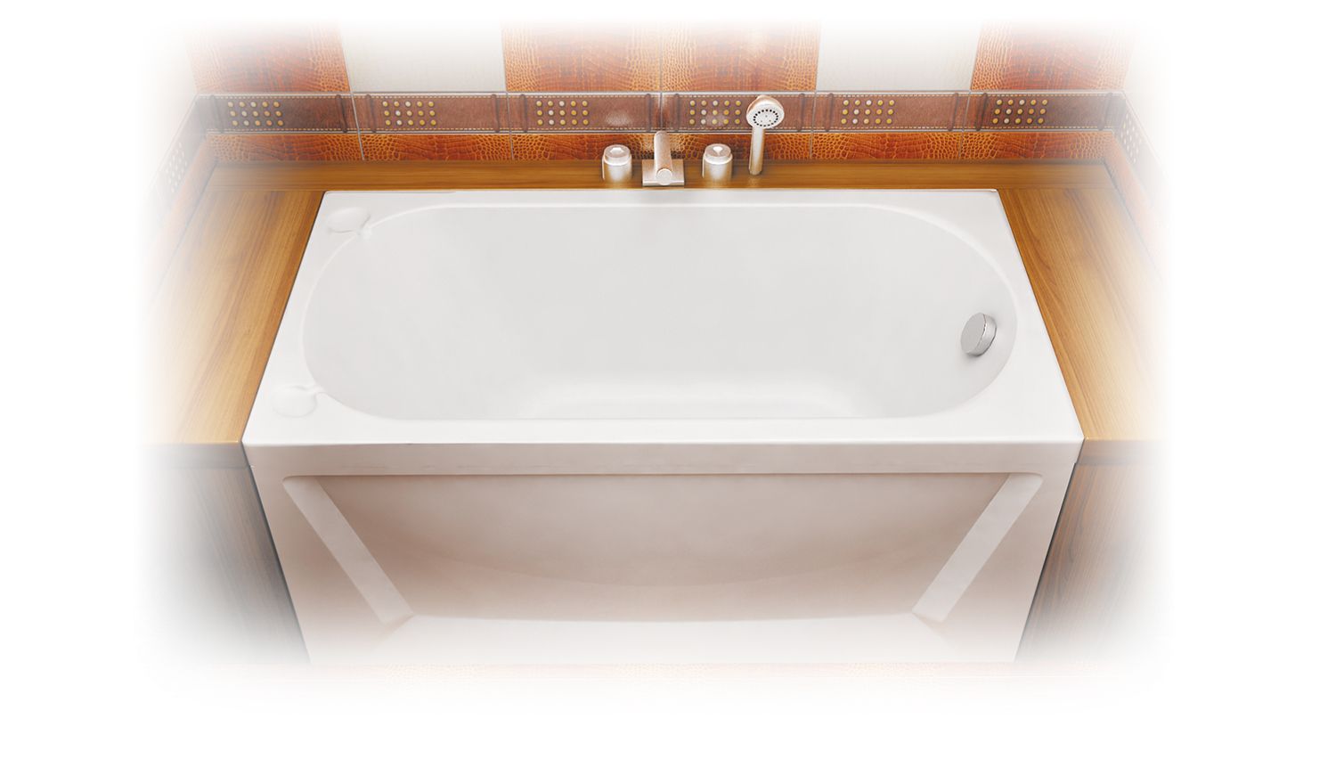 Ванна акриловая «Стандарт 130» вид ванны в интерьере